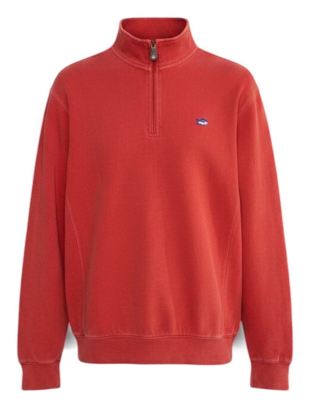 Southern Tide Tide 1/4 Zip Pullover Mock Neck Long Sleeve Size Medium Orange/Red